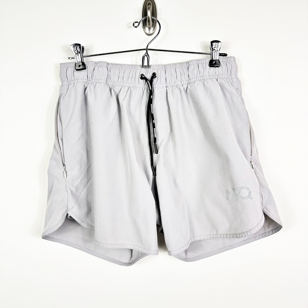 NFQ‎ Mens Athletic Performance Training Shorts Pocket Gray Lined Running Size S